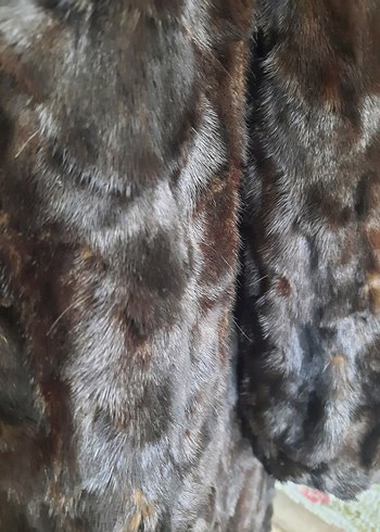 Kahverengi Yüksek Yakalı Kadın Kürk kaban  manto  gerçek deri - Görsel 4