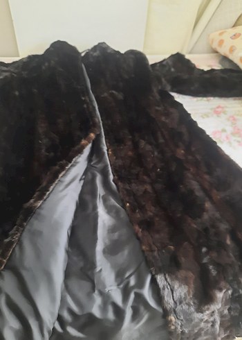 Kahverengi Yüksek Yakalı Kadın Kürk kaban  manto  gerçek deri - Görsel 3