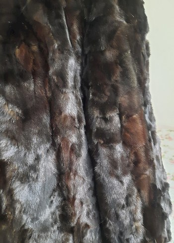 Kahverengi Yüksek Yakalı Kadın Kürk kaban  manto  gerçek deri - Görsel 7