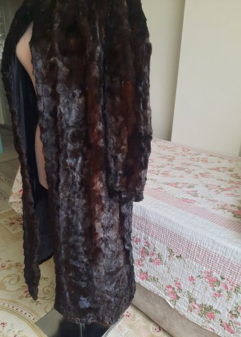 Kahverengi Yüksek Yakalı Kadın Kürk kaban  manto  gerçek deri - Görsel 8