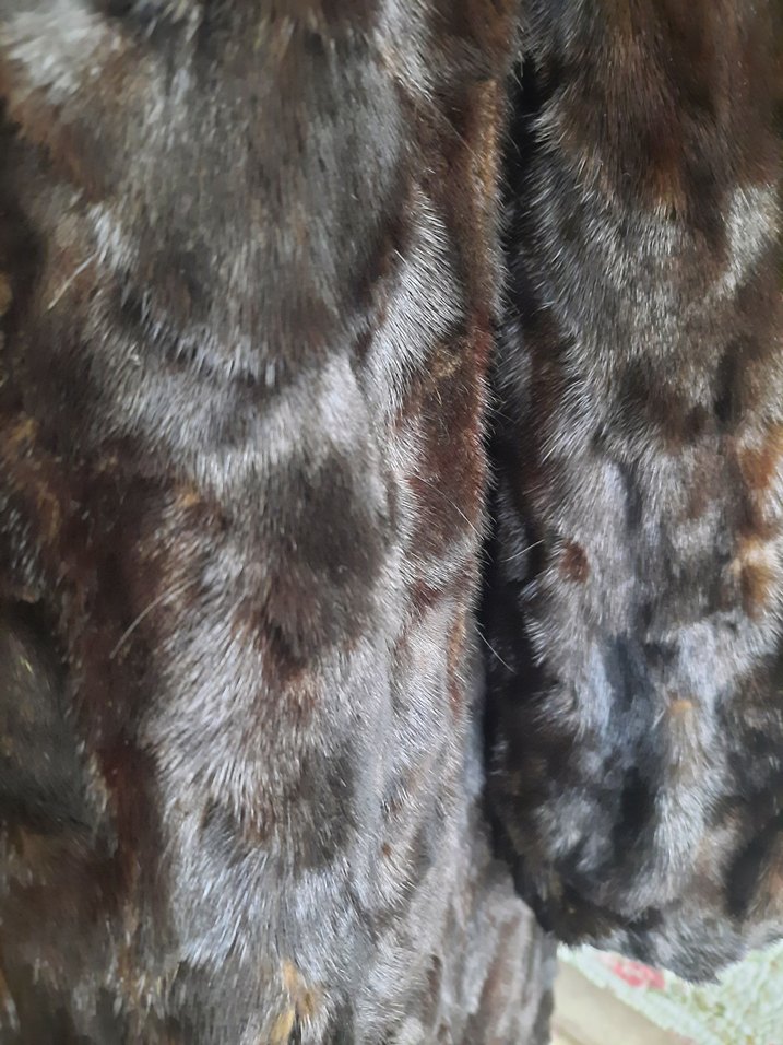 Kahverengi Yüksek Yakalı Kadın Kürk kaban  manto  gerçek deri - Görsel 4