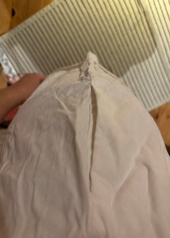 Beyaz V Yaka Keten Midi Kadın Tulum - Görsel 4