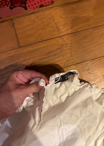 Beyaz V Yaka Keten Midi Kadın Tulum - Görsel 3