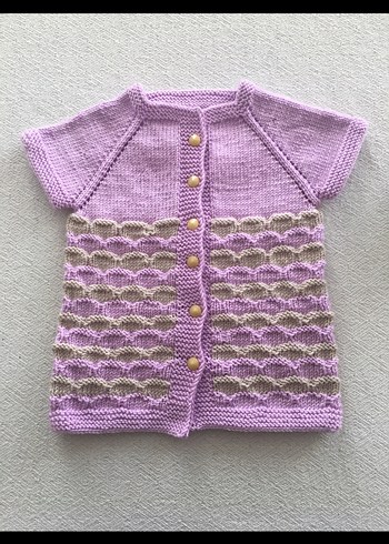 Kız Çocuk Lila Örgü Kısa Kollu Hırka - Görsel 2