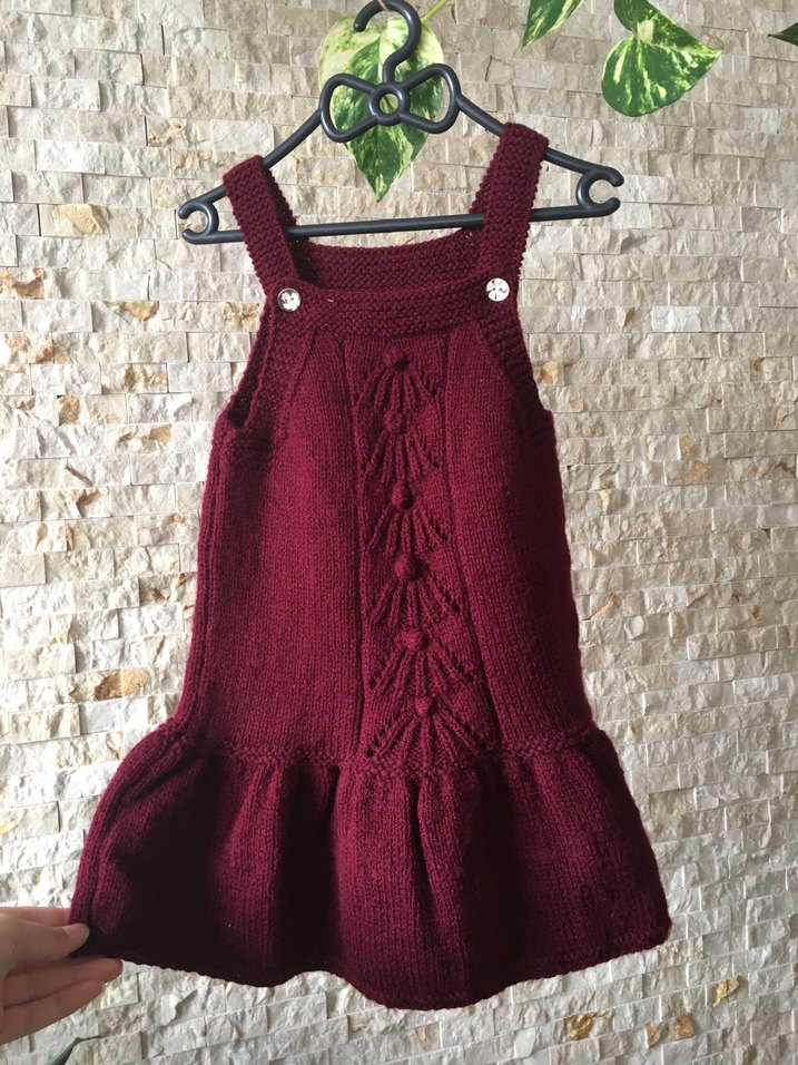 Bordo Örgü Kız Elbisesi ve Saç Bandı - Görsel 3