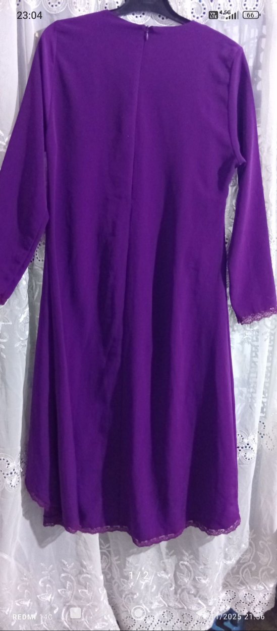 Uzun Kesim Mor Hamile Tunik - Görsel 2