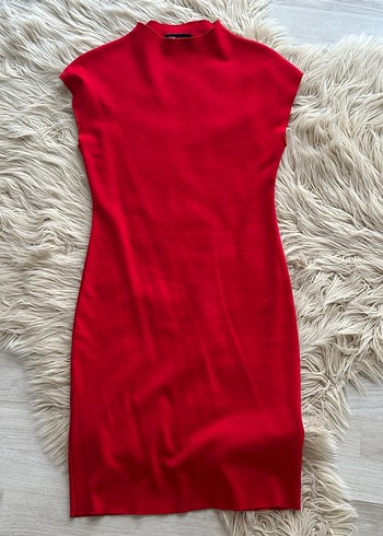 Kısa Kollu Kırmızı Mini Elbise - Görsel 4