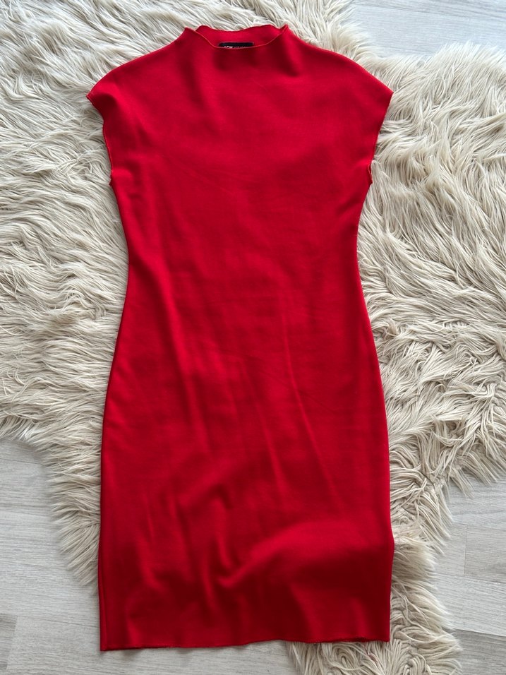 Kısa Kollu Kırmızı Mini Elbise - Görsel 4