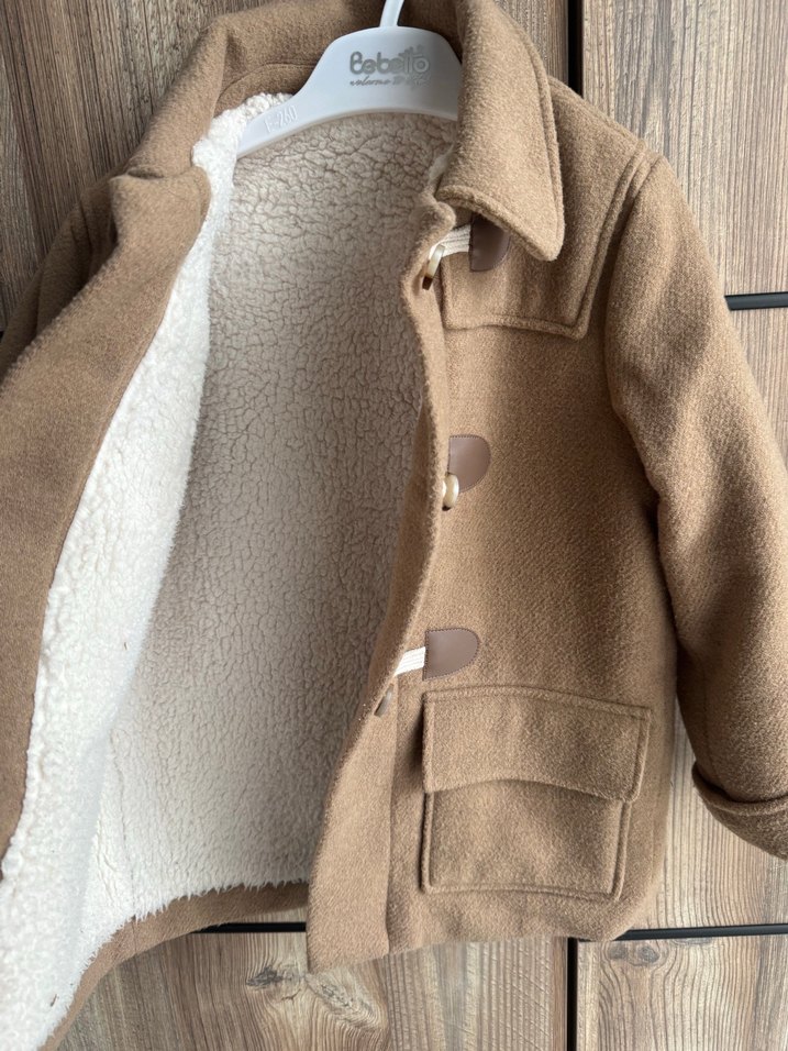 Bej Erkek Çocuk Düğmeli Kaban - Görsel 2