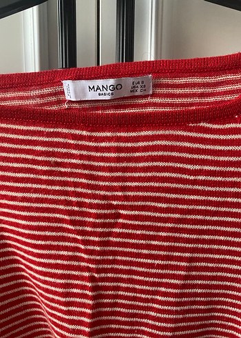 Kırmızı Çizgili Pamuklu Kadın Kazak - Görsel 2