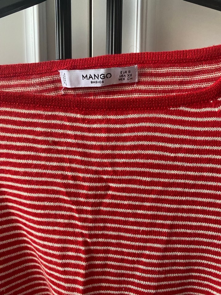 Kırmızı Çizgili Pamuklu Kadın Kazak - Görsel 2