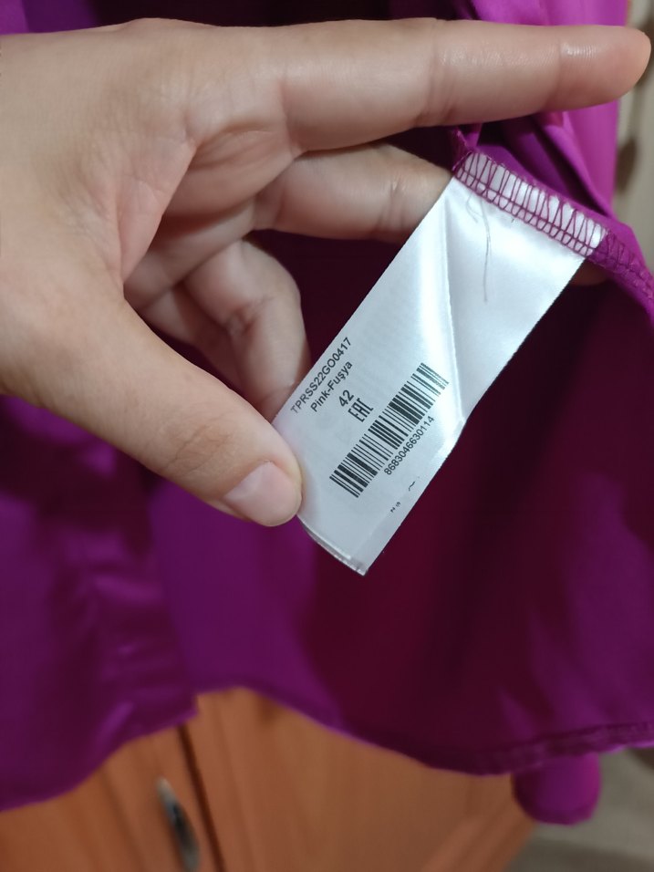 Fuşya pembe Düğmeli Saten Kadın Gömlek - Görsel 4