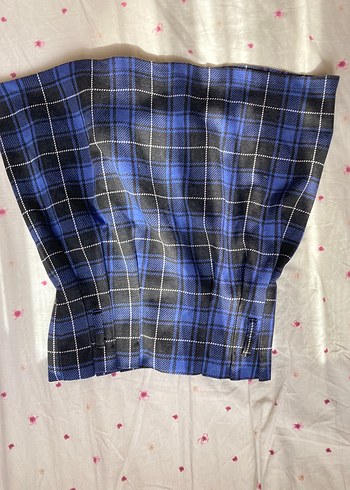 LC Waikiki Goth Punk Düğmeli Mavi Kareli Mini Etek