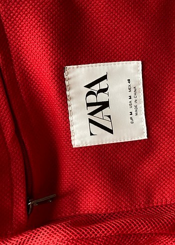 Zara Kırmızı Fermuarlı Erkek Biker Ceket - Görsel 6