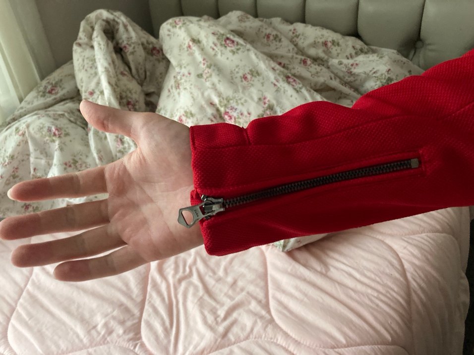 Zara Kırmızı Fermuarlı Erkek Biker Ceket - Görsel 5