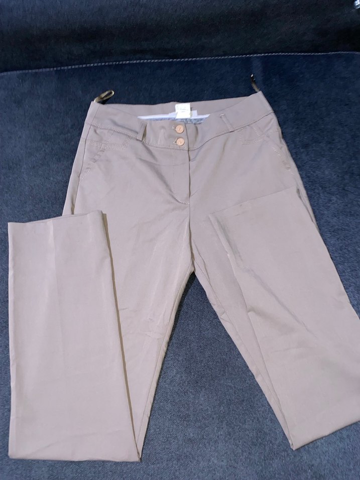 Vintage Bej Düğmeli Kadın Kumaş Pantolon - Görsel 2