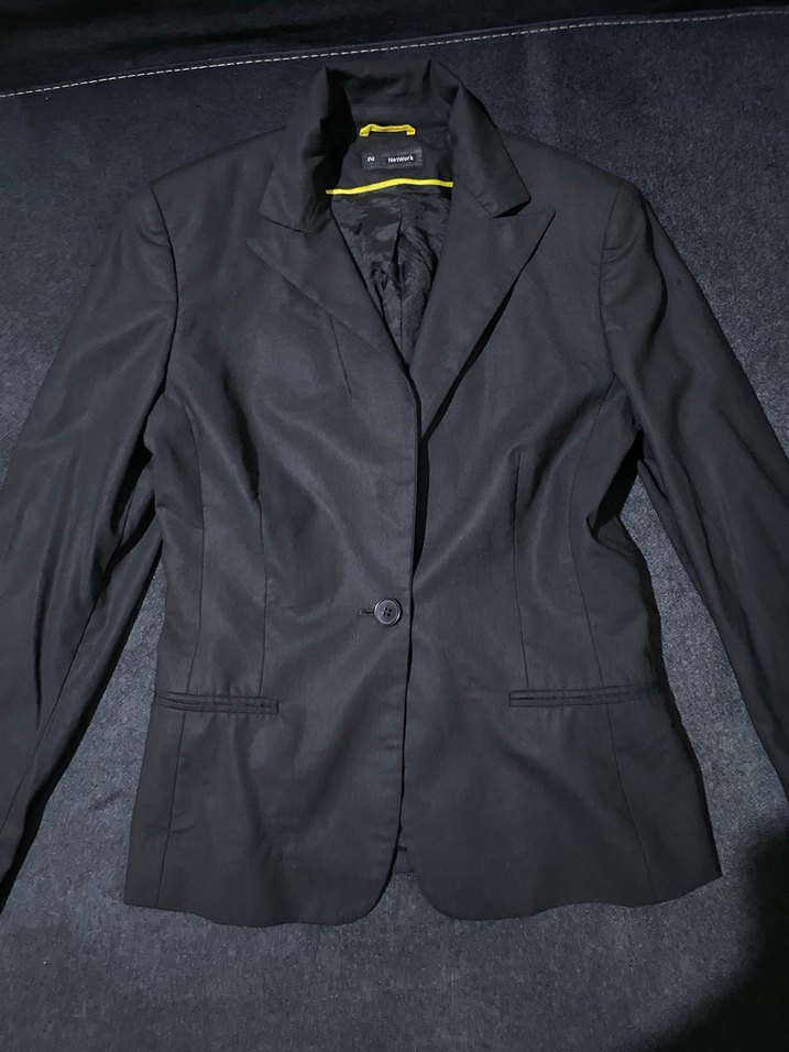 Network Düğmeli Siyah Kadın Blazer Ceket - Görsel 4