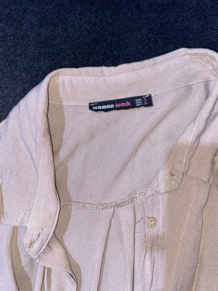 Uzun Kollu Bej İnce Gömlek - Görsel 4