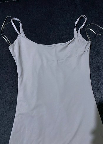 Zara Gri İp Askılı Uzun Elbise - Görsel 2