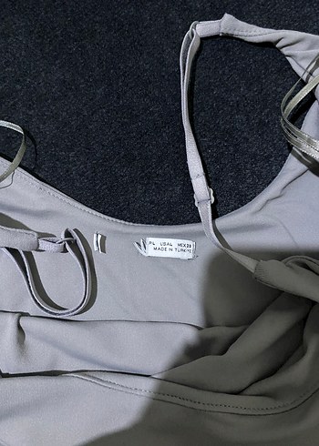 Zara Gri İp Askılı Uzun Elbise - Görsel 3