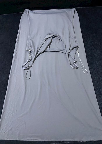 Zara Gri İp Askılı Uzun Elbise - Görsel 4