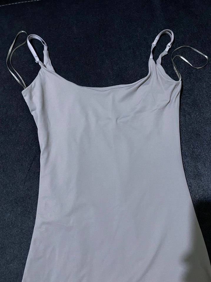 Zara Gri İp Askılı Uzun Elbise - Görsel 2