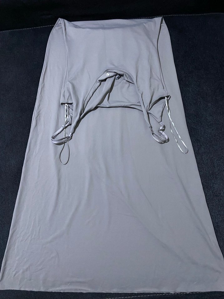 Zara Gri İp Askılı Uzun Elbise - Görsel 4