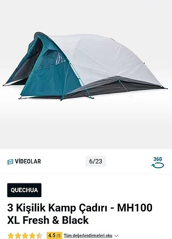 Decathlon 3 Xl Fresh&Black 3 Kisilik Kamp Çadırı