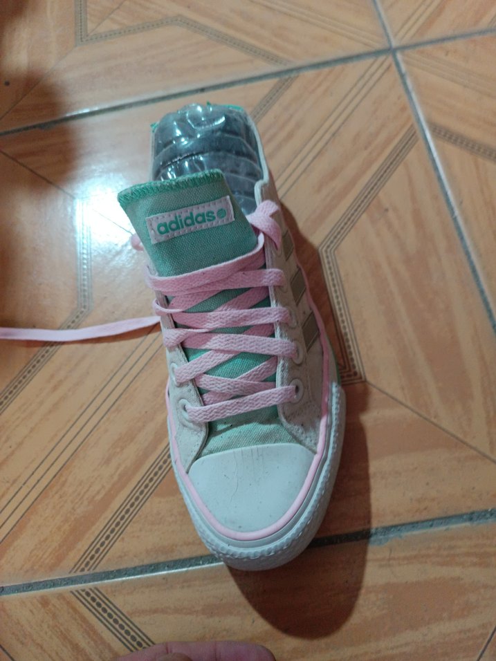 Beyaz Pastel Renkli Adidas Bağcıklı Kadın Spor Ayakkabı - Görsel 2