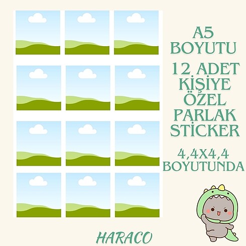 A5 Boyutunda Kişiye Özel Sticker Seti