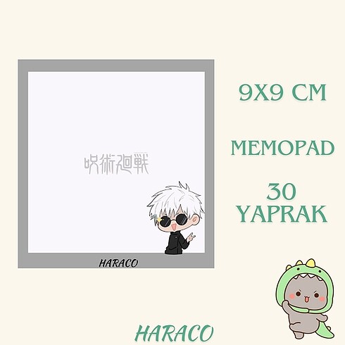  Jujutsu Kaisen Gojo 9x9 Memopad