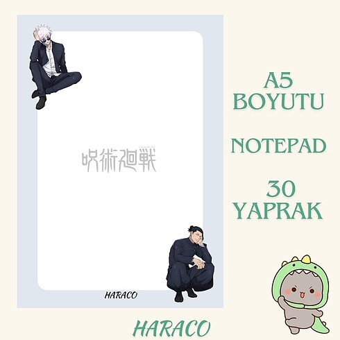 Jujutsu Kaisen Gojo ve Geto A5 Notepad