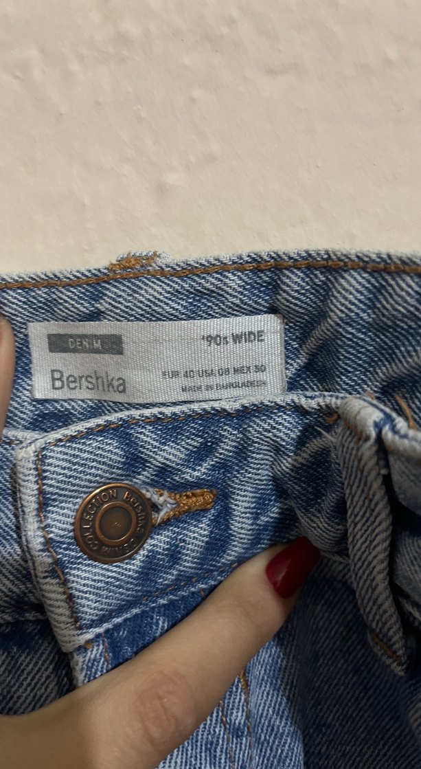 Yırtık Detaylı Mavi Kadın Bol Kesim Kot Pantolon - Görsel 3