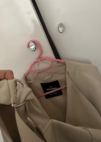 Bej Düğmeli Midi Kadın Ceket - Görsel 3