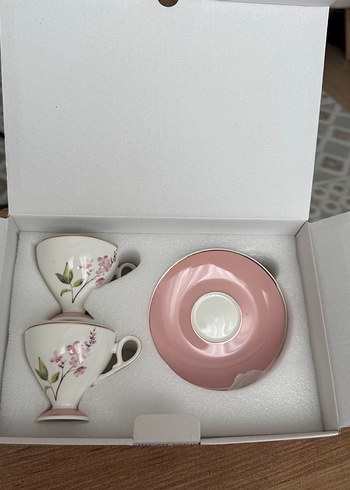 Beden pembe Renk English home Pastel Pembe Çiçek Desenli 2'li Fincan Takımı