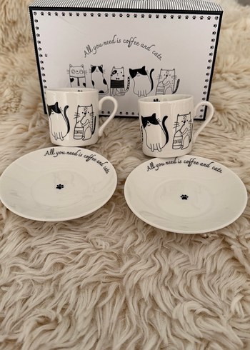 LCW home Kedili Beyaz Kahve Fincanı ve Tabak Seti