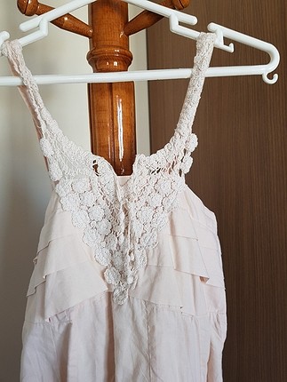 softone dantel detaylı pudra organik elbise 