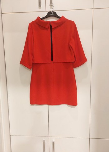 Kırmızı Kısa Kollu Mini Elbise - Görsel 2