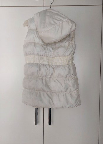 Düğmeli Beyaz Kolsuz Midi Yelek - Görsel 2