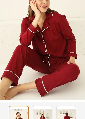 Bordo Parlak Kadın Uzun Kollu Rahat Pijama Takımı