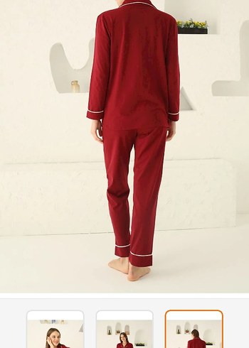 xl Beden Bordo Parlak Kadın Uzun Kollu Rahat Pijama Takımı