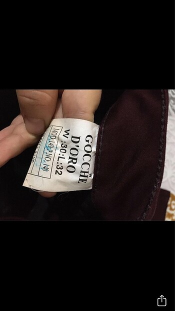 40 Beden bordo Renk Gocche D?oro marka dar paça pantolon