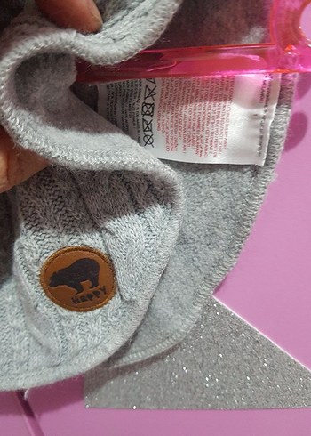 Gri Triko Boğazlı Kız Çocuk Panço boyunluk - Görsel 4