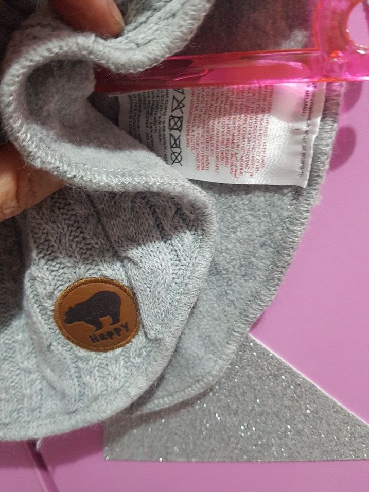 Gri Triko Boğazlı Kız Çocuk Panço boyunluk - Görsel 4