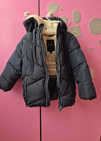 unisex Çocuk koyu mavi  Kürklü Mont Name it marka - Görsel 5