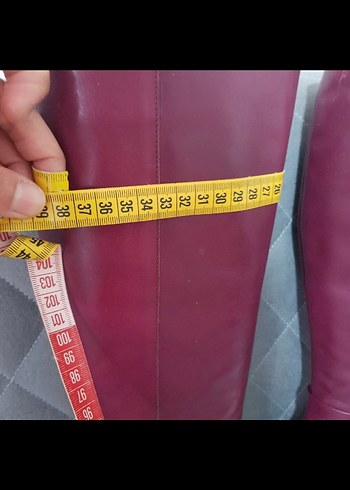 Bordo Deri İnce Topuklu Dizüstü Çizme - Görsel 5