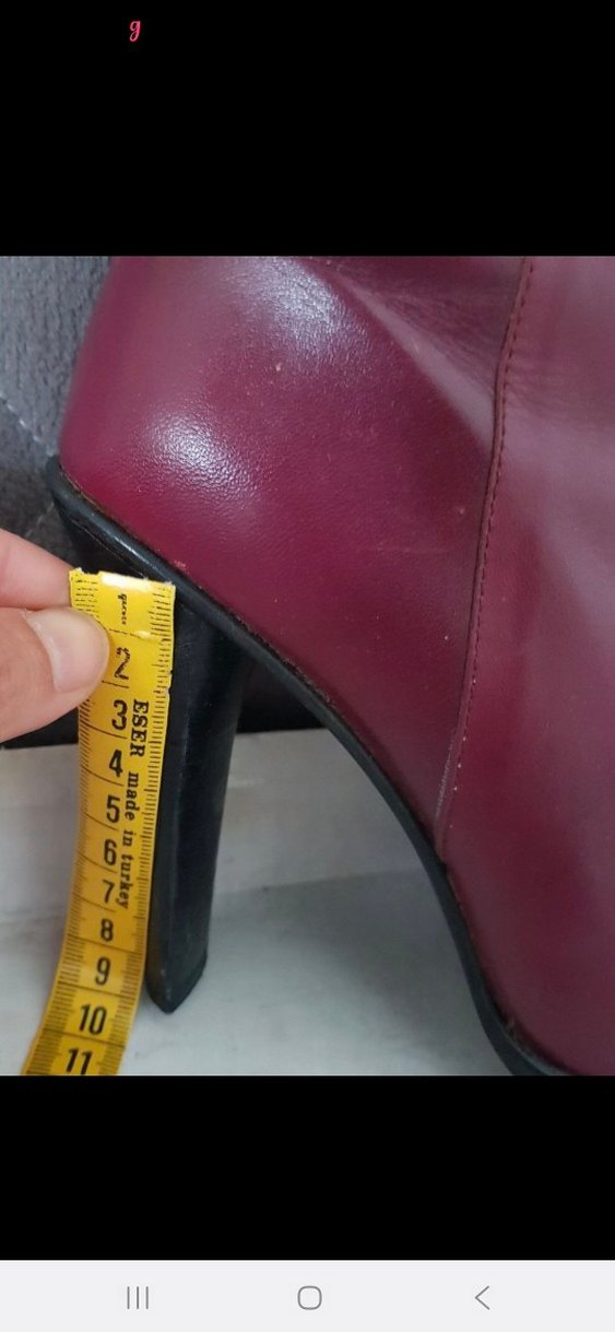 Bordo Deri İnce Topuklu Dizüstü Çizme - Görsel 4