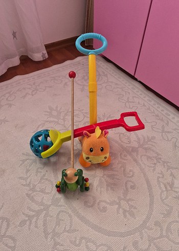 Renkli Ahşap İtme Çekme Oyuncak Seti - Görsel 2