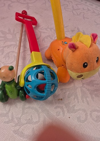 Renkli Ahşap İtme Çekme Oyuncak Seti - Görsel 3