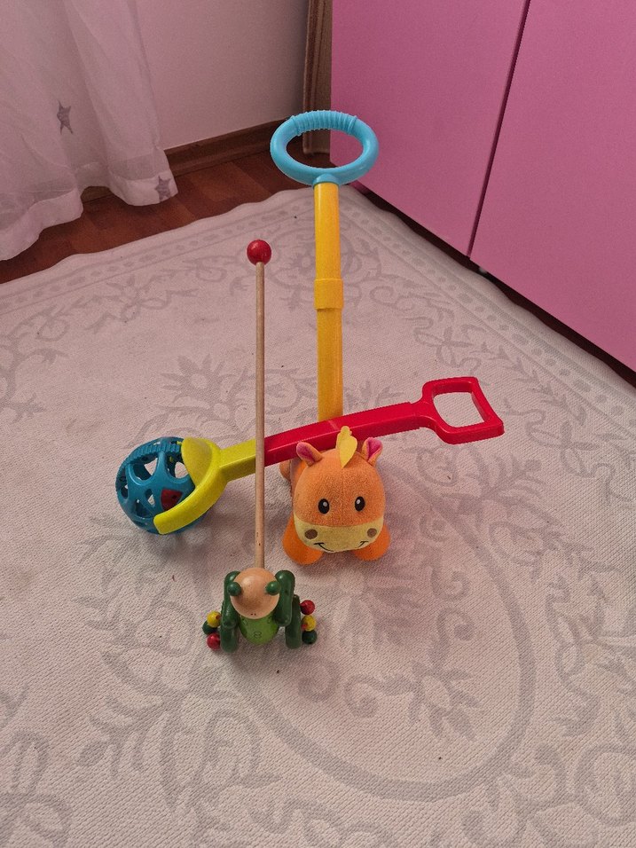 Renkli Ahşap İtme Çekme Oyuncak Seti - Görsel 2